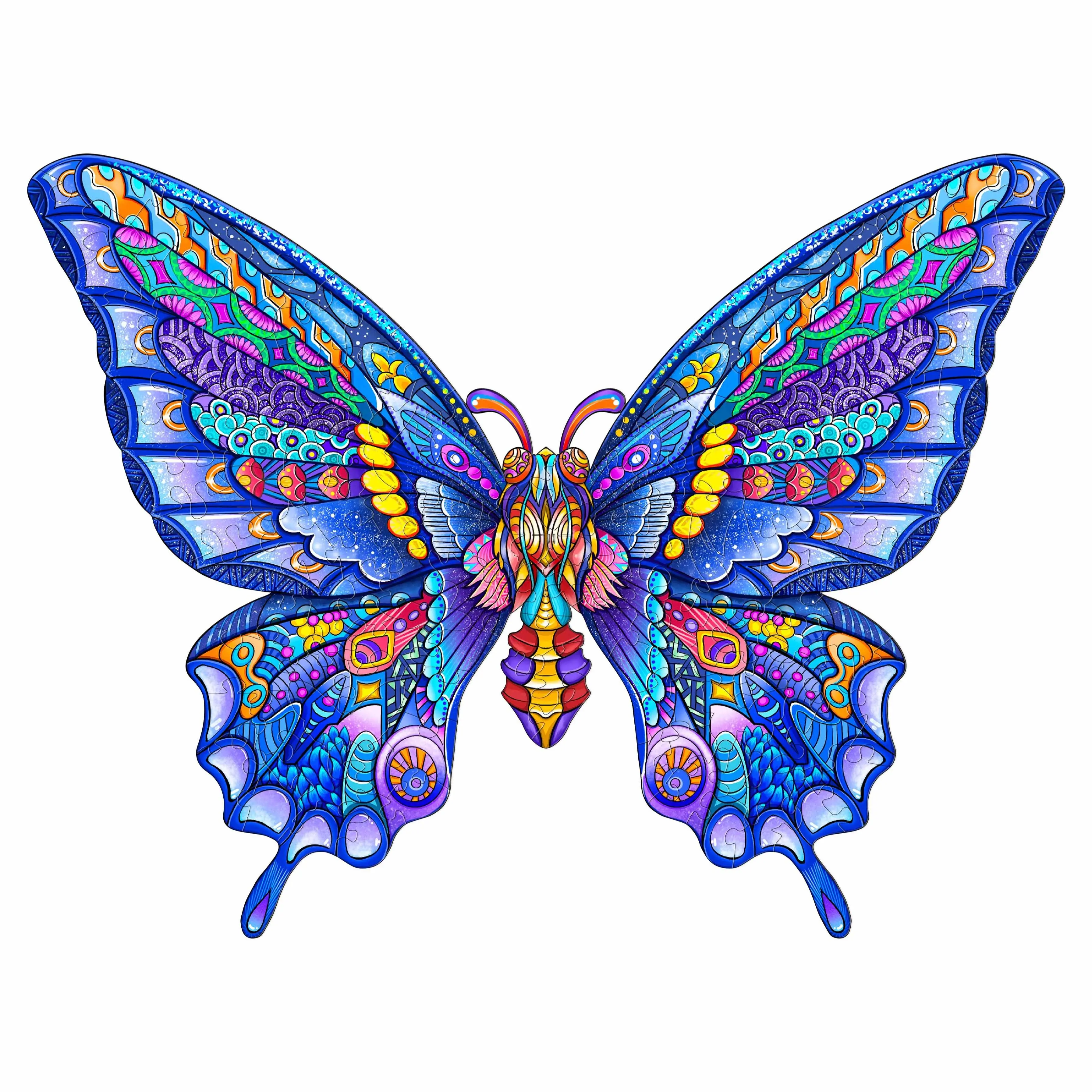 Charming Butterfly Wooden Jigsaw Puzzle for Adults and Kids Unique Shape Animal Wood Puzzles Challenging Puzzle, Family Game Creative Gifts，Laser-Cut Durable HDF Wood Puzzle Colorful