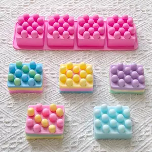 4 Grid Square Massage Bead Silicone Mold, 1 Count DIY Craft Candle & Soap Making Mold, Handmade Soap Mold, DIY Candle Making Supplies, Handmade Crafts