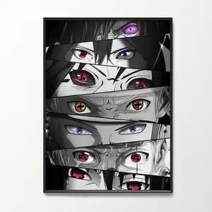 Naruto Poster Eyes Manga Art Anime Wall Print Minimalist Painting Digital Download colorful Art Naruto, Itachi, Kakashi Hatake (Unframed)
