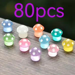 Random Color Luminous Mini Mushroom Doll, 80pcs/set Craft Decoration, Home Decor for Garden, Party, Birthday, Ornaments, Garden Accessories