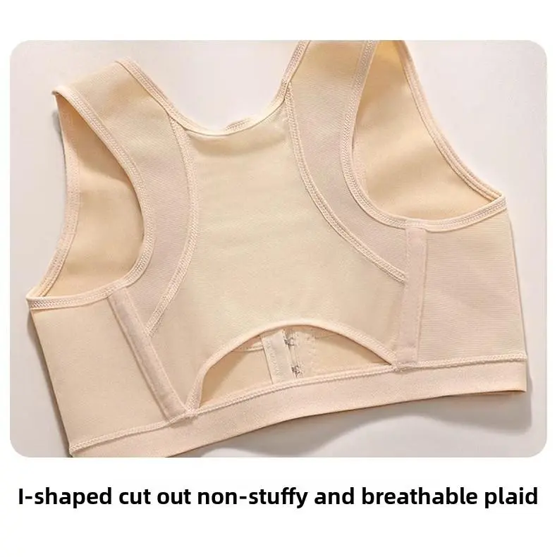 Women's Everyday Lightweight Invisible Compression Shapewear Vest - Basic Fit Sports Bra Accessory with Chest Gathering, Shoulder-Opening Straps, Adjustable Back Brace, Breathable Back Straightener, Hunchback Aligner for Adult Healthcare Support