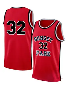 Men's Sunset Park Basketball Jersey, Breathable Quick-drying Fabric Basketball Vest, Comfortable Loose Fit Basketball Jersey for Outdoor Activities
