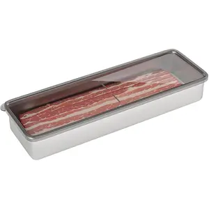 Stainless Steel Airtight Cheese Container with Lid - Bacon Holder, 10.5 Inches Long