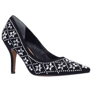 J. Renee' Rhinestone Pump - Barlow Faux Suede