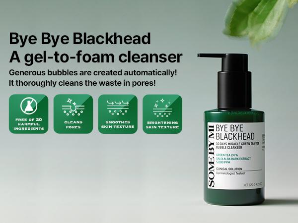 Bye Bye Blackhead 30 Days Miracle Green Tea Tox Bubble Cleanser – 4.23oz, 120g – Blackhead-Removing Pore Minimizer – Korean Skin Care