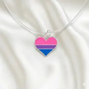Bisexual Flag Heart Charm Necklace – High Quality Sterling Silver Plated Pride Jewelry