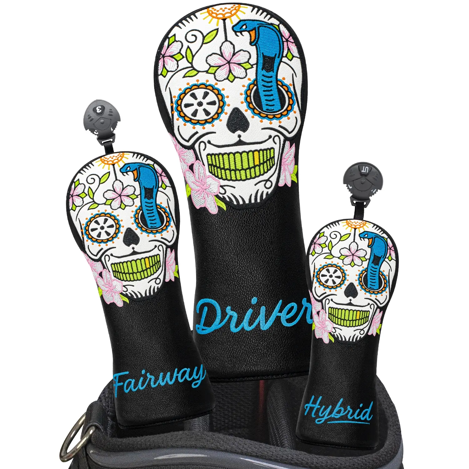 Cobra Mask Design Style Golf Club Covers for Driver, Fairway, Hybrids, Head Covers for Golf Clubs, Funny Driver Headcover, Unisex, Golf Accessories