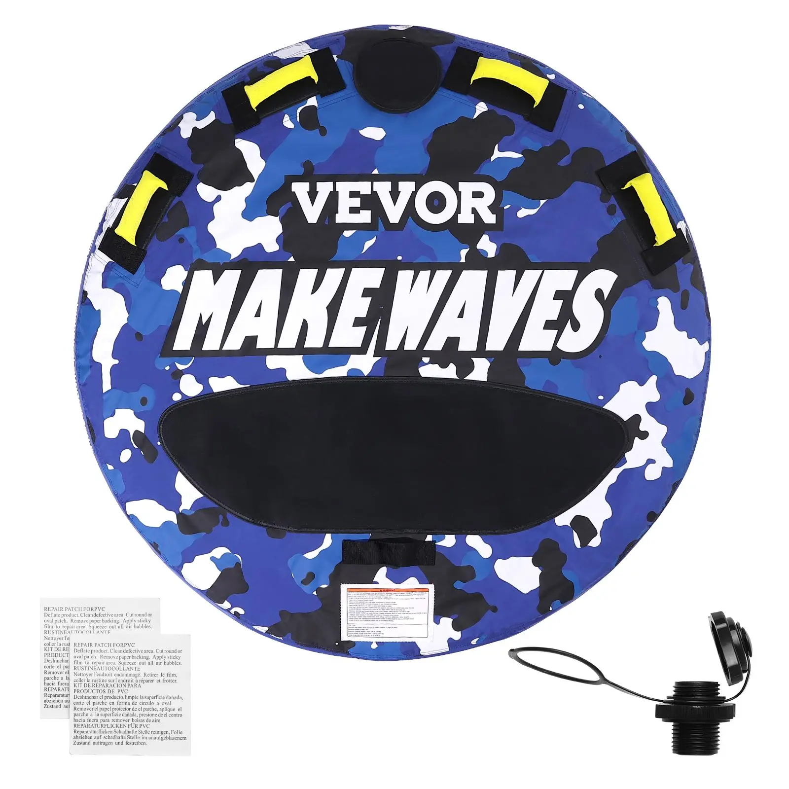 【SummerFinds】VEVOR Towable Tube for Boating,  340 lbs, 1-2 Riders Inflatable Boat Tubes and Towables, 51.8" Round Water Sport Towable Tube for Boat to Pull, Full Nylon Cover, EVA Grab Handles and Speed Safety Valve