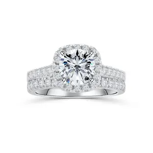 The Evermore | Modern Gents 1.5 Carat Round Cut Halo Wedding Ring Set | 925 Sterling Silver Travel Jewelry