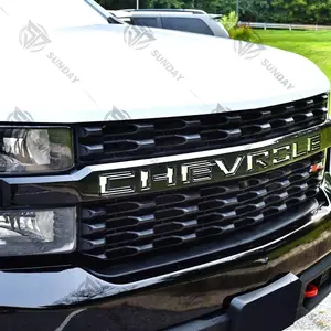 FRONT GRILLE LETTERS INSERT EMBLEM FOR SILVERADO 1500 3D RAISED GLOSSY CHROME