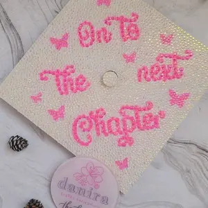 Custom Graduation Cap Topper - Rhinestones Design with Glitter Base, 9.5 x 9.5 Inches, made with Rhinestones  Ideal for Graduation,  Class of 2026