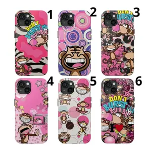 Monkeys Dont Burst My Bubbles Phone Case Two In One Drop Resistant Shockproof Protective Cover for iPhone 11-17 Plus Pro Max plus 5 FREE Stickers