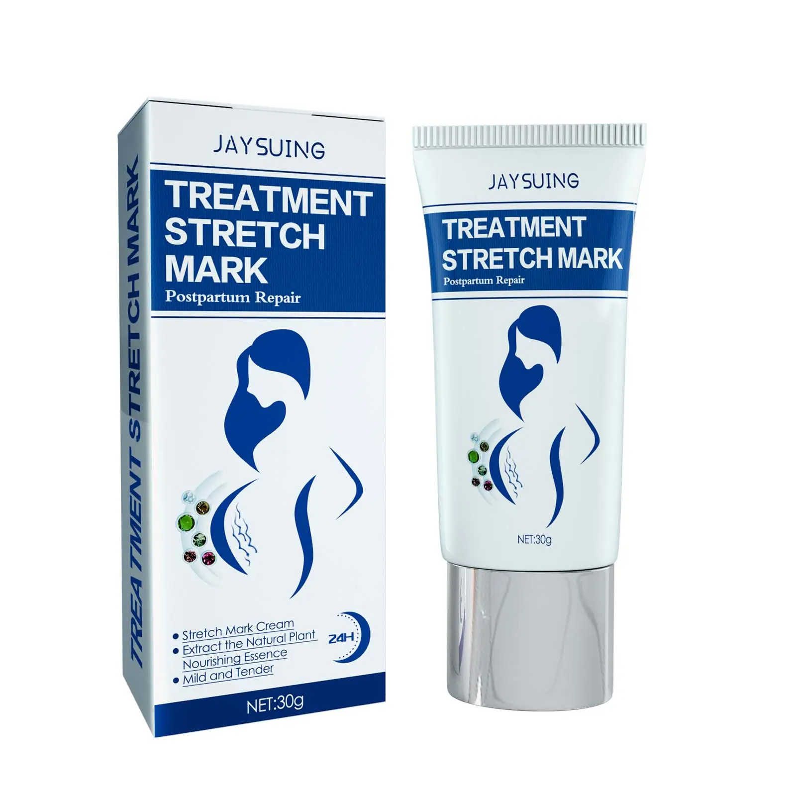 Stretch Mark Body Cream with Salmon Protein & A-Arbutin for Pregnancy and Postpartum, Firms and Smooths Skin on Abdomen and Breast, Hormone-Free, 30g, Pregnant Women, Buttocks, Hydrolyzed Salmon Protein, Lighten Stretch Marks