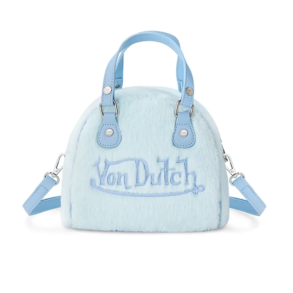 Von Dutch Light Blue Furry Bowling Bag