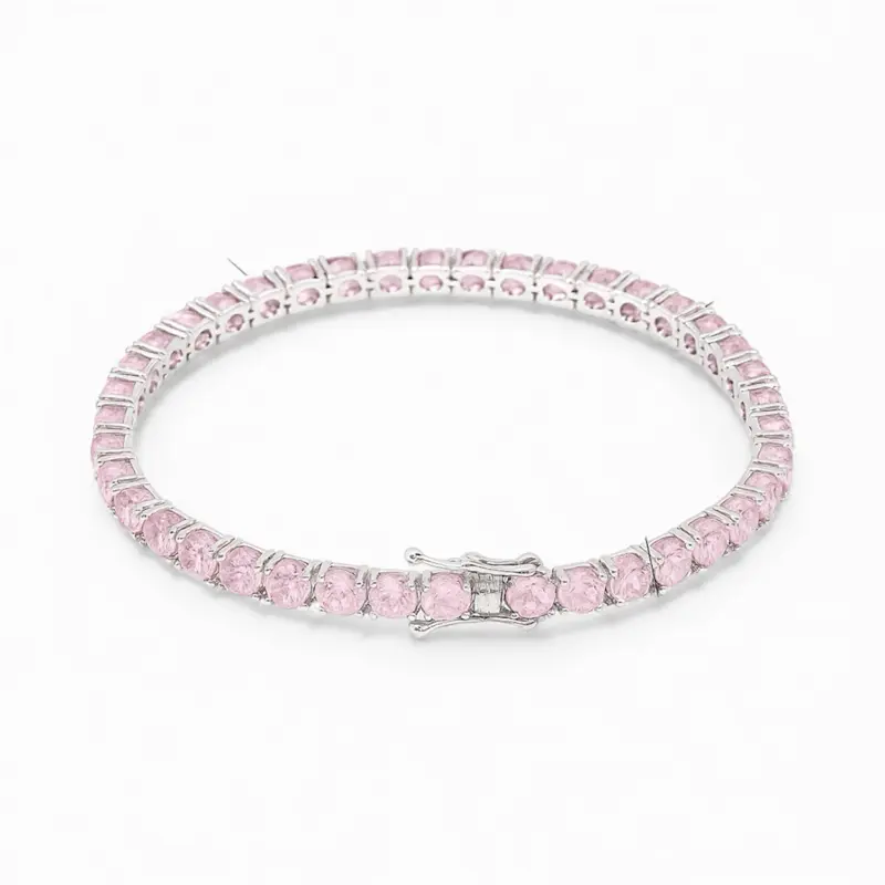 18K Gold Plated Tennis Bracelet - Waterproof Pink or Blue  Luxury Women's Jewel with Elegant Design
