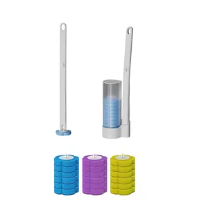 Disposable Toilet Brush Complete Set With Storage Rack And Replacement Heads Efficient Sanitary Cleaning Tool Suitable For Home Dormitory Hotel Bathroom Daily Use-MM1