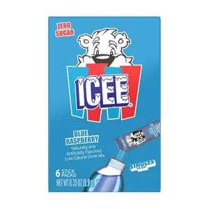 3x ICEE Blue Raspberry Singles To Go - Delicious Drink Flavoring Powder 0.09oz