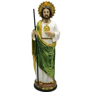 San Judas 16" Inch Glitter Brillo Figure with Green and Gold Accents Statue Religious Decor Standing