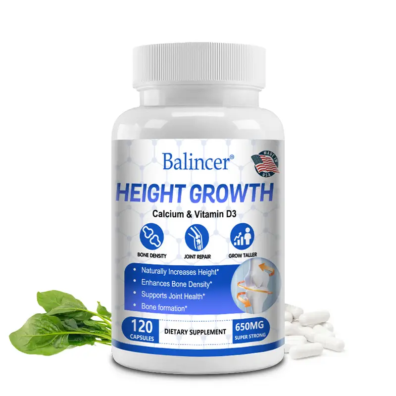 Balincer Height Support Supplement - Calcium Vitamin D3 K2 - Supports Bone Density and Joint Health,60,120 Capsules