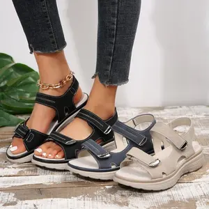 Women's Sporty Wedge Platform Sandals Adjustable Hook and Loop Straps Lightweight Walking Shoes Everyday Casual Style Summer Beach Vacation Holiday Weekend Trip Daily Wear Outing