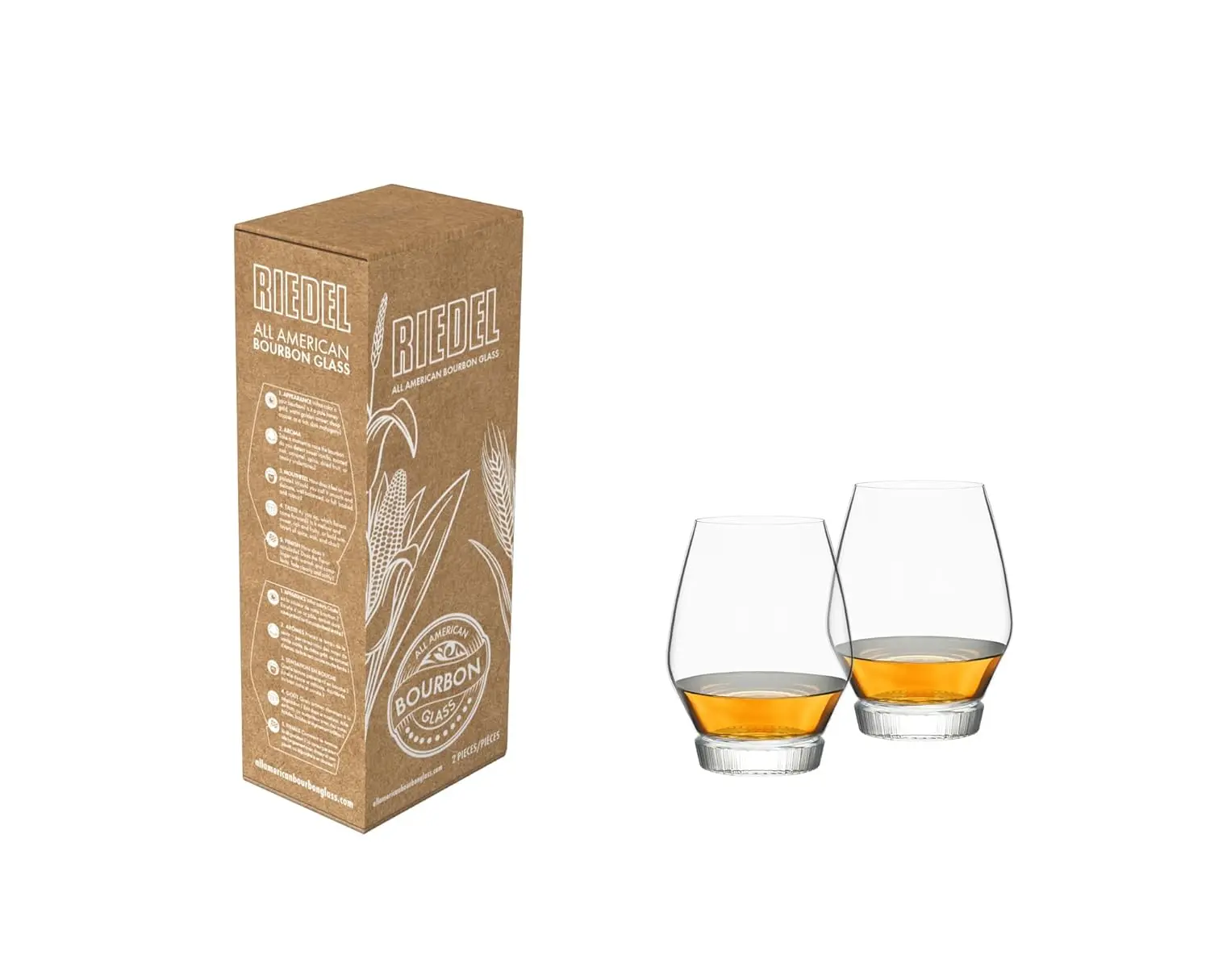 Riedel All American Bourbon Glass, Set of 2, Spirits Glass, Crystal Glass, Dishwasher Safe