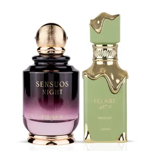 Eclaire Pistache Eau de Parfum Spray 100ml (3.4oz) by Lattafa & Sensuos Night Eau de Parfum Spray 100ml (3.4 oz) By Khadlaj (Bundle)