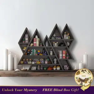 FNYDOX Triangle Mountain Crystal Shelf Display for Wall 2025 Upgraded Design with Deeper Storage Space Witchy Decor Organizer for Women 0-5 Kg Decoration Gift