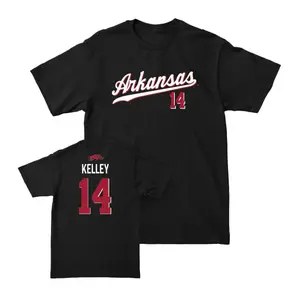 Ayden Kellley Men's Basketball Black Script Tee, Arkansas Razorbacks Fan Apparel, Retro Player Name and Number 2 Sides Shirt, Unisex Cotton Top
