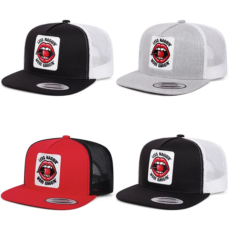 NEW HATS LESS Red Lips Cherry Pattern Embroidered Hip Hop Breathable Unisex Baseball Cap Trucker Cap For Women And Men Casual Outing Hat Outdoor Activities Adjustable Snapback Cap