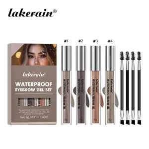 Waterproof Eyebrow Gel Set, 4 Counts/set Long Lasting Brow Gel, Waterproof & Sweatproof, Highly Tinted Liquid Eye Brow Makeup, Cosmetic, Eyebrow Makeup Products