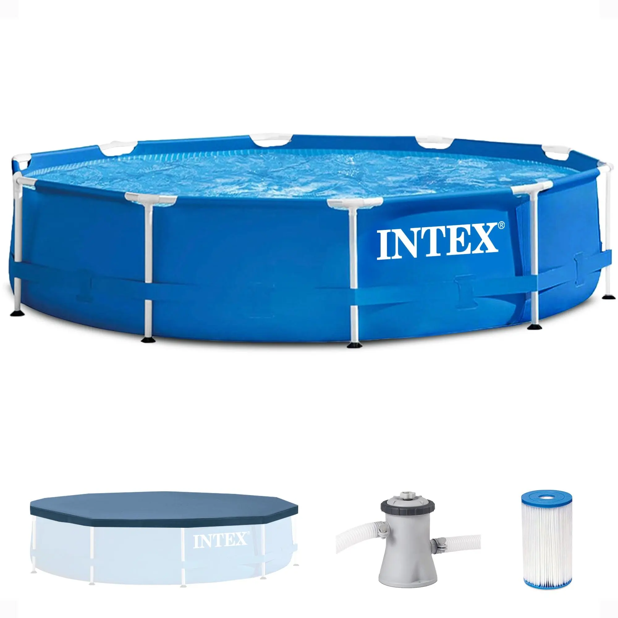 INTEX Metal Frame Outdoor Swimming Pool with Filter Pump and Cover INTEX Metal Frame Outdoor Swimming Pool with Filter Pump and Cover