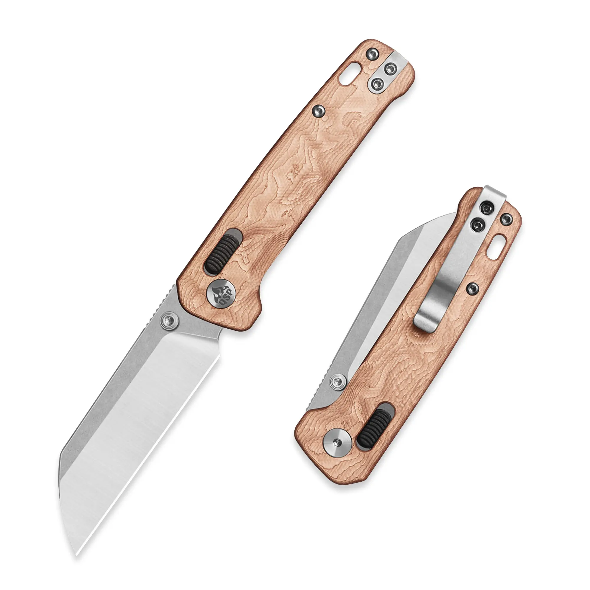 QSP Penguin Glyde Folding Pocket Knife, 3.06" 14C28N Blade EDC Knife, Glyde Lock, Ceramic Ball Bearings, Reversible SS Deep Carry Clip,  G10 with Copper Foil Handle