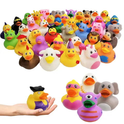 High-Quality Non-Toxic Rubber Ducks Assortment - Unisex Kids' Safe Squeezable Sensory Filler Bath Toys for School, Jeep Ducking, Boat, Train Party Favors Summervibes, Camo-Infused Designs