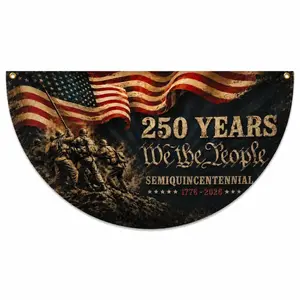 We The People 250 Years Porch Bunting , 1776-2026 American Flag Banner , Semiquincentennial Fence Decor , Independence Day Railing Flag