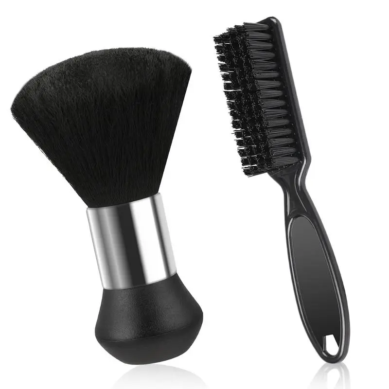 Professional Barber Neck Duster Brush 2-Piece Multi-Pack, Lightweight Unscented ABS Nylon Beauty Tool, Daily Synthetic Barber Equipment for Finishing Loose Hair Cleansing Around Neckline & Ears