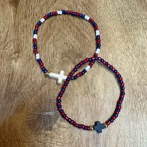 Cross Bracelets with blue and red beads
