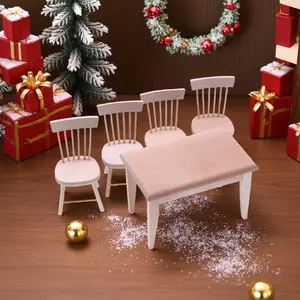 Miniature Dollhouse Accessories 5 Pack 1:12 Scale Wooden Dining Table & Chairs Set for Realistic Scenes Handcrafted Toy Decorations Ideal for Dollhouse Enthusiasts