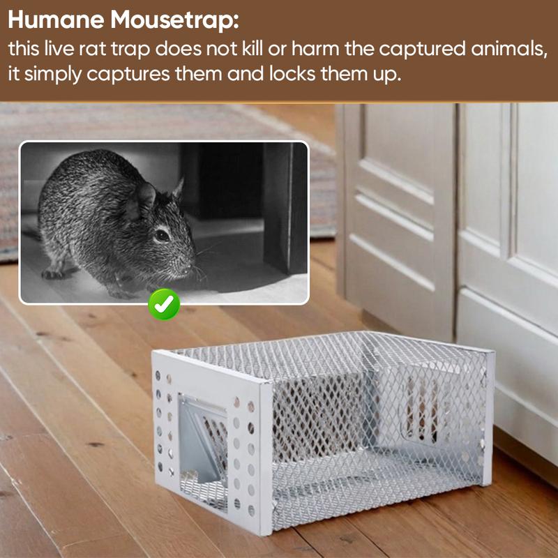 Efficient Automatic Mousetrap with Double-Opening One-Way Door Design Sturdy Net Cage Large Capacity for Indoor & Outdoor Use