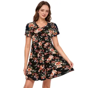 Bearsland Sumer V-neck Nursing Dress For Breastfeeding With Pocket