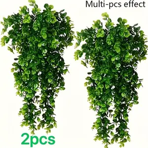 2 artificial large eucalyptus vines, fake eucalyptus vines, suitable for indoor and outdoor shelf decoration, spring and summer decoration, no electricity. Four seasons, holiday party decoration, etc. Faux Plant