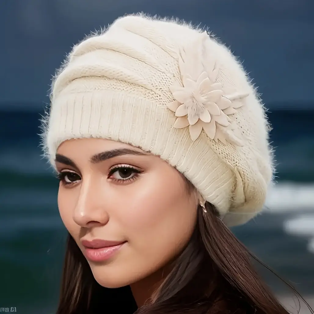 Women's Korean Winter Beanie Hat - Thickened, Slouchy Stretch Fit, Soft Warm for Cold Weather, Machine Washable Lightweight Beanie (No Brim) - Winter for, Travel & Outdoor Activities