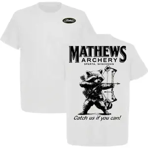 Mathews Archery Catch Us If You Can Raccoon TShirt, Funny Bowhunter Animal TShirt, Archery Season 2025 Tee for Men, Hunting Lovers Gift