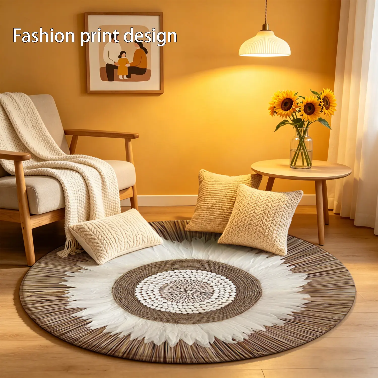 1 piece of 2D flat modern circular pattern floor mat, Contemporary decorative rug, Home Decor Rugs, suitable for home, hotel, entrance, kitchen, bathroom and other places, available all year round