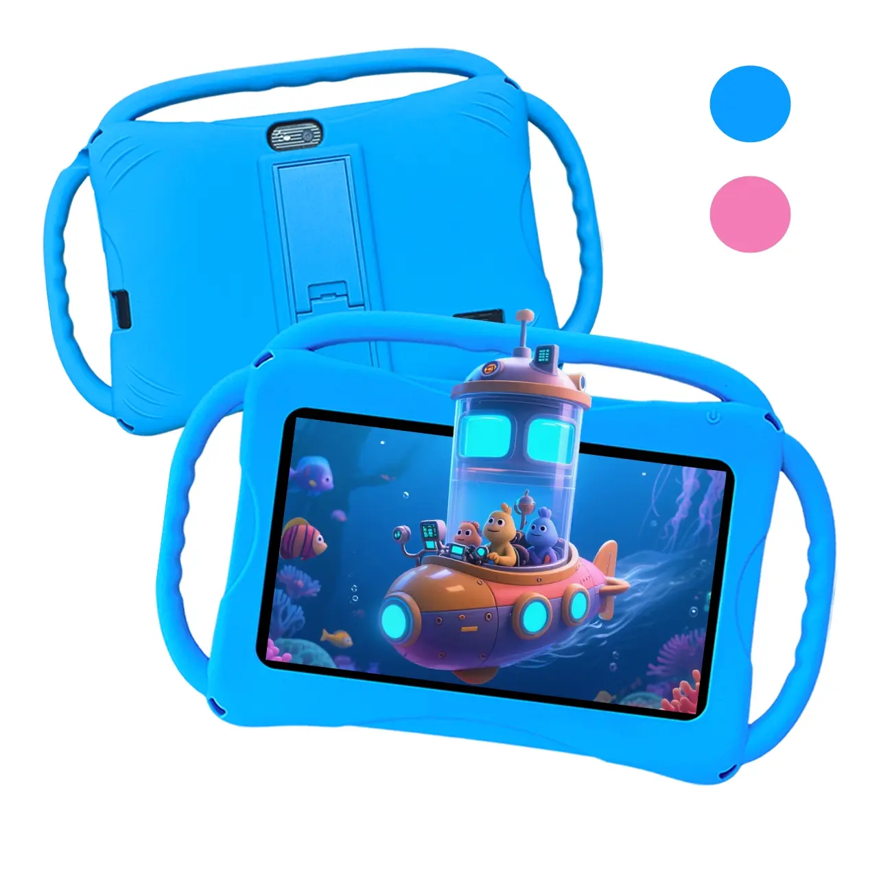 7 Inch Android Kid Tablet Parental Control Rechargeable Shockproof Case Digital Drawing Pad Education Entertainment Portable Best Gift No Adapter