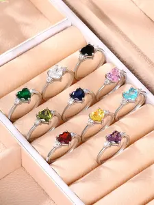 Artificial Zirconia Decorated Ring, Fashion Accessories for Women & Girls, Trendy All-match & Exquisite Jewelry for Birthday Gift