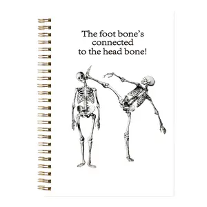 ZXAZXA 8.3x5.5 inch Spiral Notebooks 160 Pages Funny Anatomy  Student Assistant  Taekwondo  for Gothic Skeleton Lover