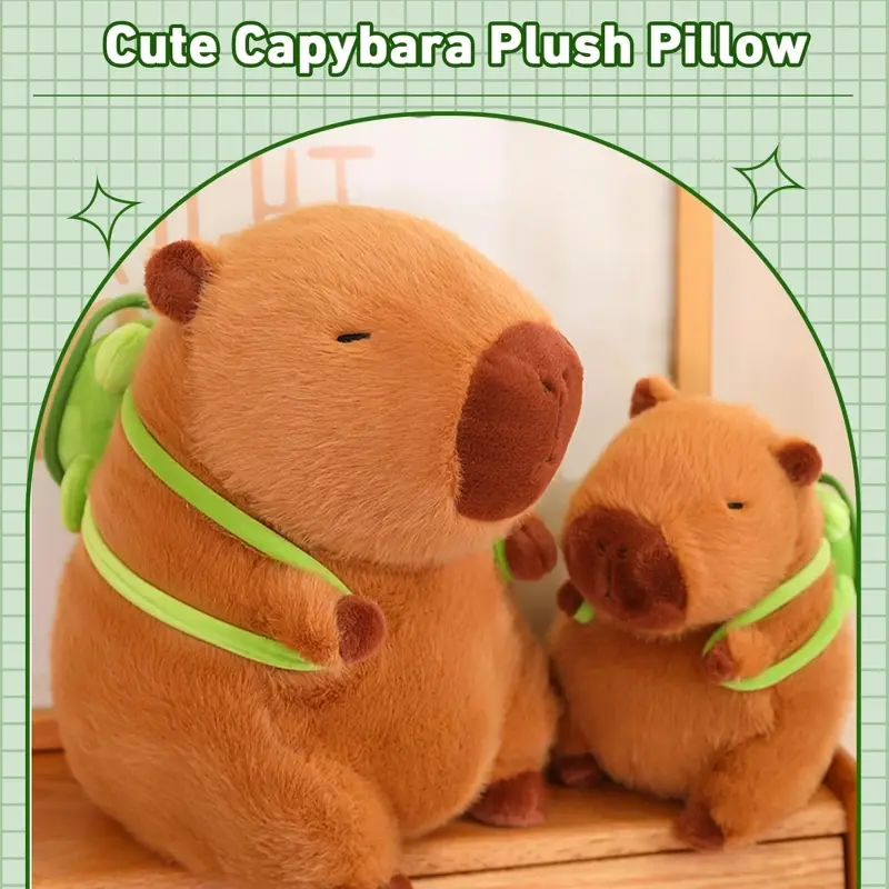 17inch/13inch/9inch Capybara Plush Toy Cute Capybara Stuffed Animal Kawaii with Turtle Backpack Capybara Gifts Plush Animal Pillow Birthday for Kids Boys Girls