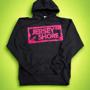 Jersey Shore Fuzzy Pink Stamp Hoodie – Hot Pink fuzzy Edition Pullover Cotton
