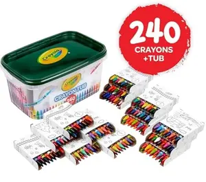 Crayola Crayon Tub (240ct), Bulk Crayons for Kids, Essential Easter Basket Stuffers for Toddlers, Spring Craft Supplies, Coloring Gifts for Kids, Ages 3+