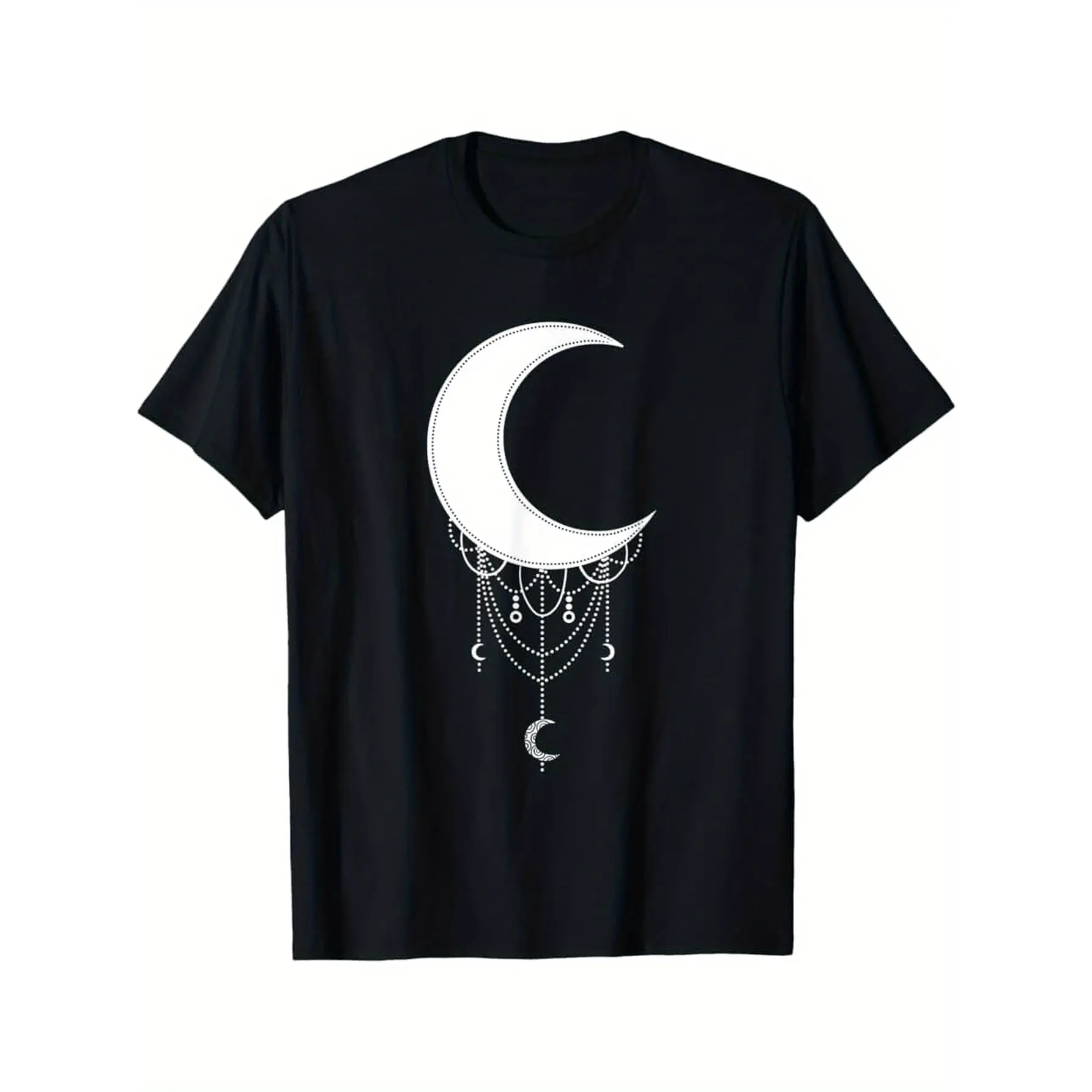 Men's Gothic Crescent Moon T-Shirt - Heavyweight 100% Black Tee, Soft Grunge Everyday & Halloween Outfits - Machine Washable Goth Clothing, Allseason Apparel, Round Neckline Shirt, Casual Wear, Dark Aesthetic, Durable Tee, Unisex Apparel, Dark Aesthetic F